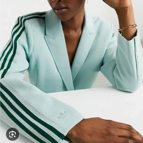 Adidas x Ivy Park Suit Jacket Blazer 3 Stripe Logo Green NWT - Picture 3 of 16